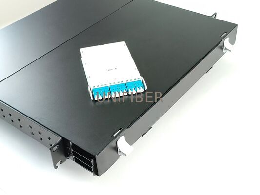 1U 144 Port MPO-LC High Density Fiber Patch Panel with 12x MPO-LC Cassettes