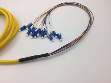 Single Mode Fiber Optic Pigtail LC/UPC 6/12 Fibers Color Coded 1.5m OFNR Long Lifespan